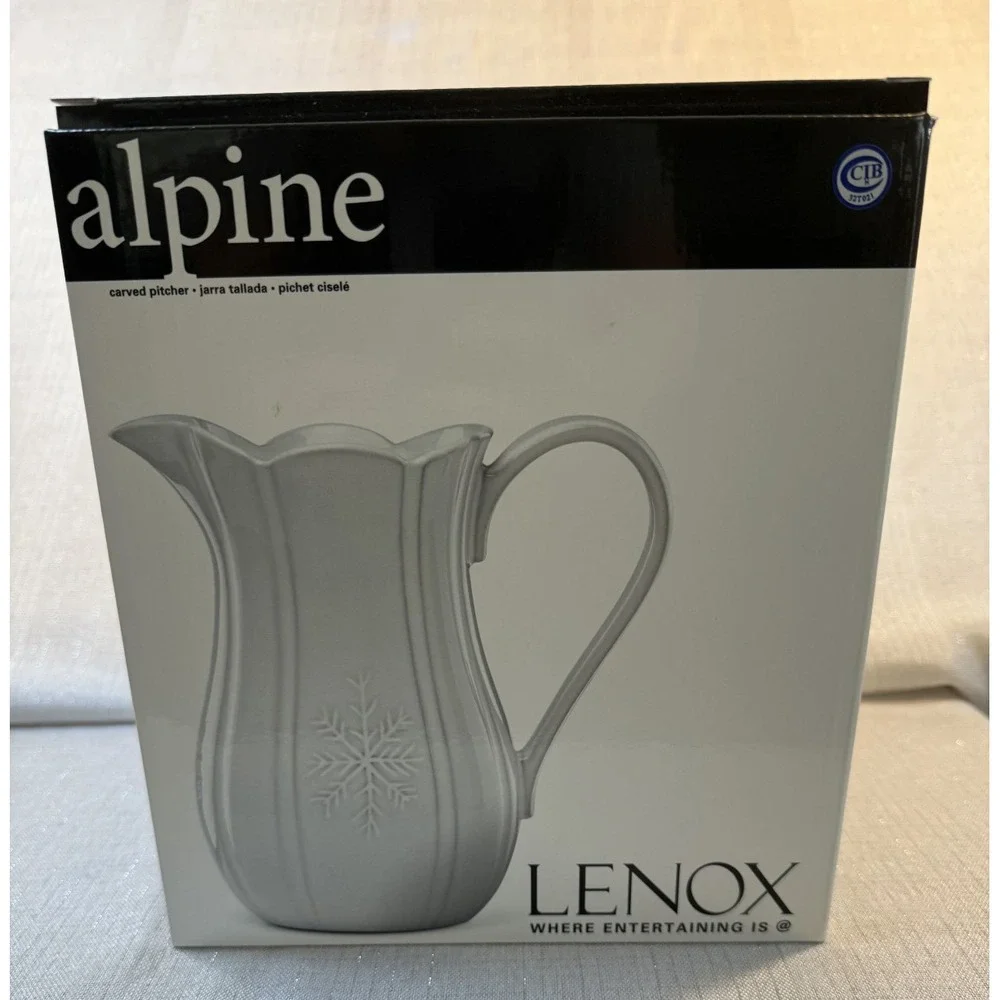 Lenox Alpine Carved Pitcher 64-oz - New in‎ Box Winter Snowflake Ski Cozy